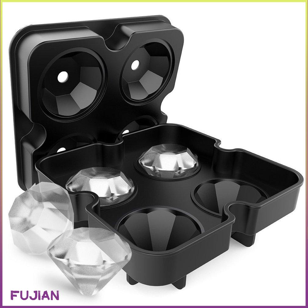 4 Hole Diamond Ice Tray Silicone Cream Maker Mould Fruit Cube Mold [B/8]
