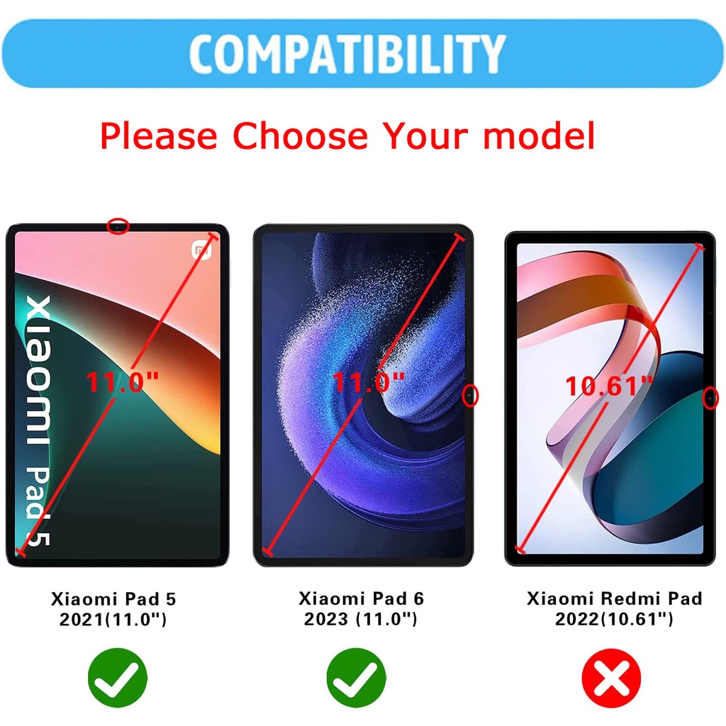 Bao Da Máy Tính Bảng PU Mỏng Có Ngăn Đựng Thẻ / Thức / Ngủ Thông Minh Cho Xiaomi Pad 6 Pro / Pad 6 11 inch 2023 Xiaomi Pad 5 Pro / Pad 5 11 inch 2021