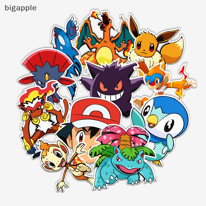 Bộ 50 Sticker Pokemon Nhật Bản Dùng Để Trang Trí Đàn Ghita Laptop Tiện Dụng