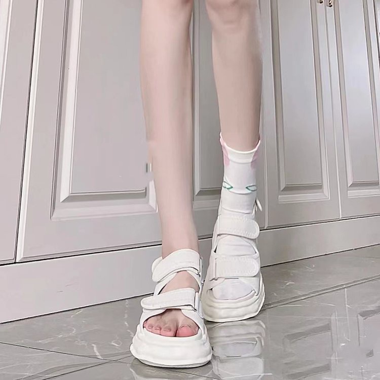 🔥có hàng sẵn🔥 giày dán nữ sandal nữ đế cao Siêu giảm giá! Sandal quai dán basic đế bánh mì cách điệu