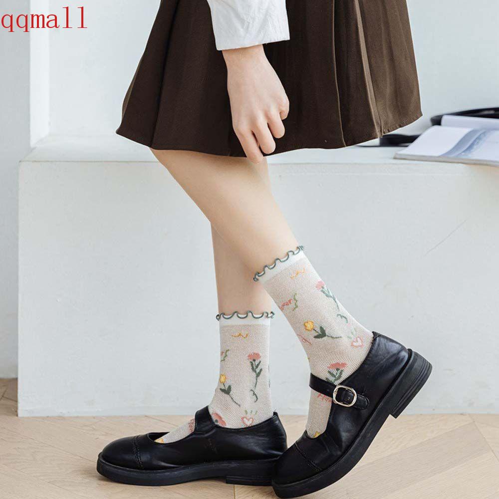 Vớ Lụa Thủy Tinh Siêu Mỏng Trong Suốt Phối Ren Hoa Thời Trang Xuân Hè