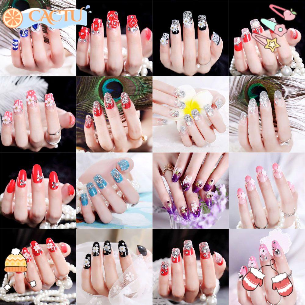 Bộ 24 Miếng Dán Trang Trí Móng Tay Họa Tiết Hoa Dành Cho Cô Dâu|Mảnh Hoàn Thiện Kết Thúc