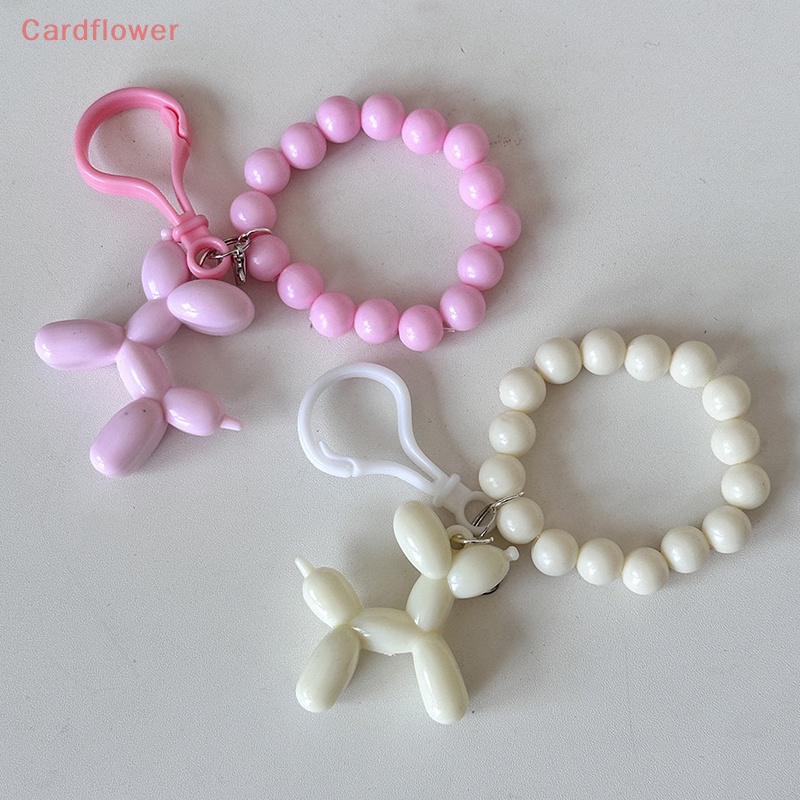 1 Móc Khóa Hình Chú Chó Đeo Bóng Bay Đính Ngọc Trai Dễ Thương Mới