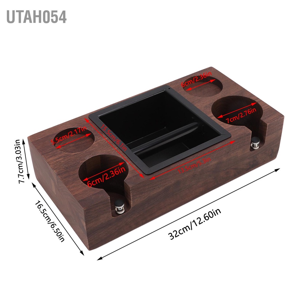 Utah054 Giá đỡ cà phê bằng gỗ Tamper Stand Tamping Station với Knock Box Grounds Container