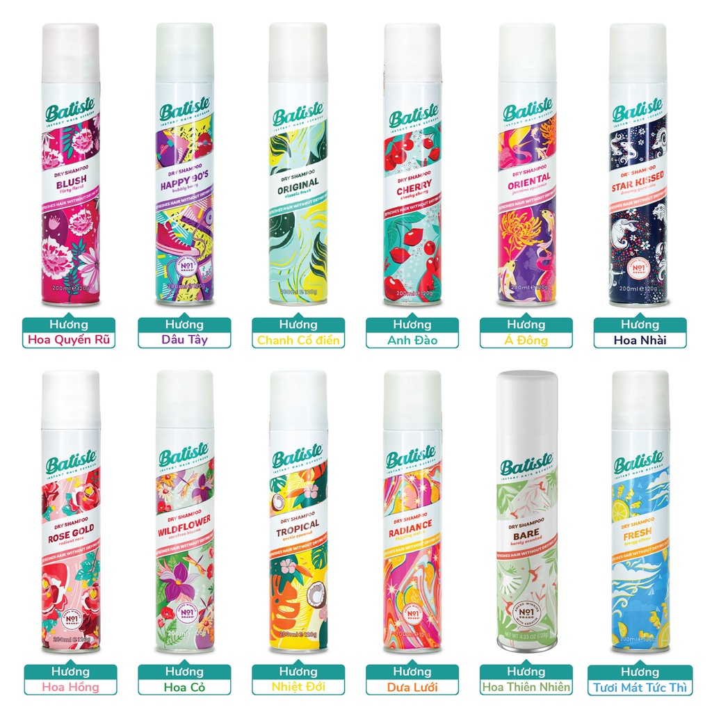 Dầu Gội Khô Batiste Dry Shampoo 200ml