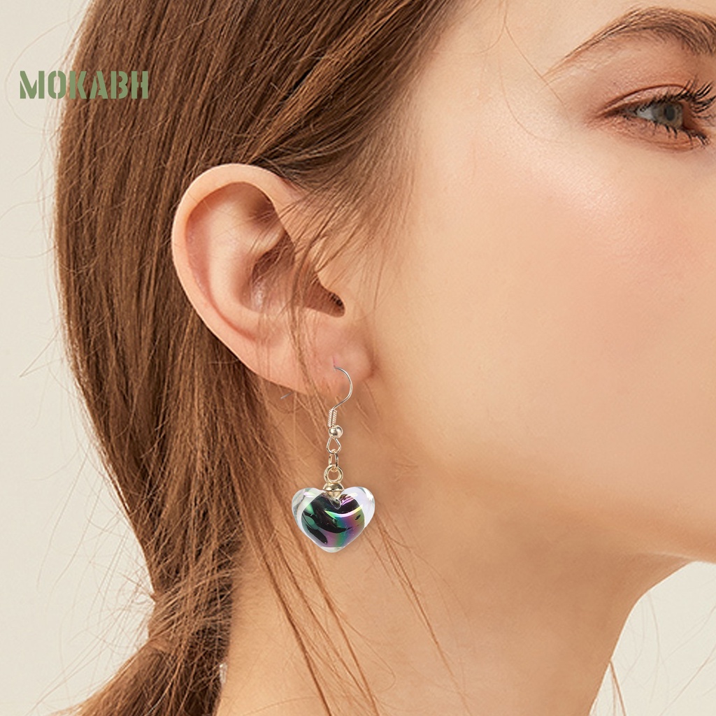 1 Đôi Bông Tai Hình Trái Tim Bằng Acrylic Mạ Điện Thoải Mái Chống Phai Màu Thời Trang Công Sở Cho Nữ