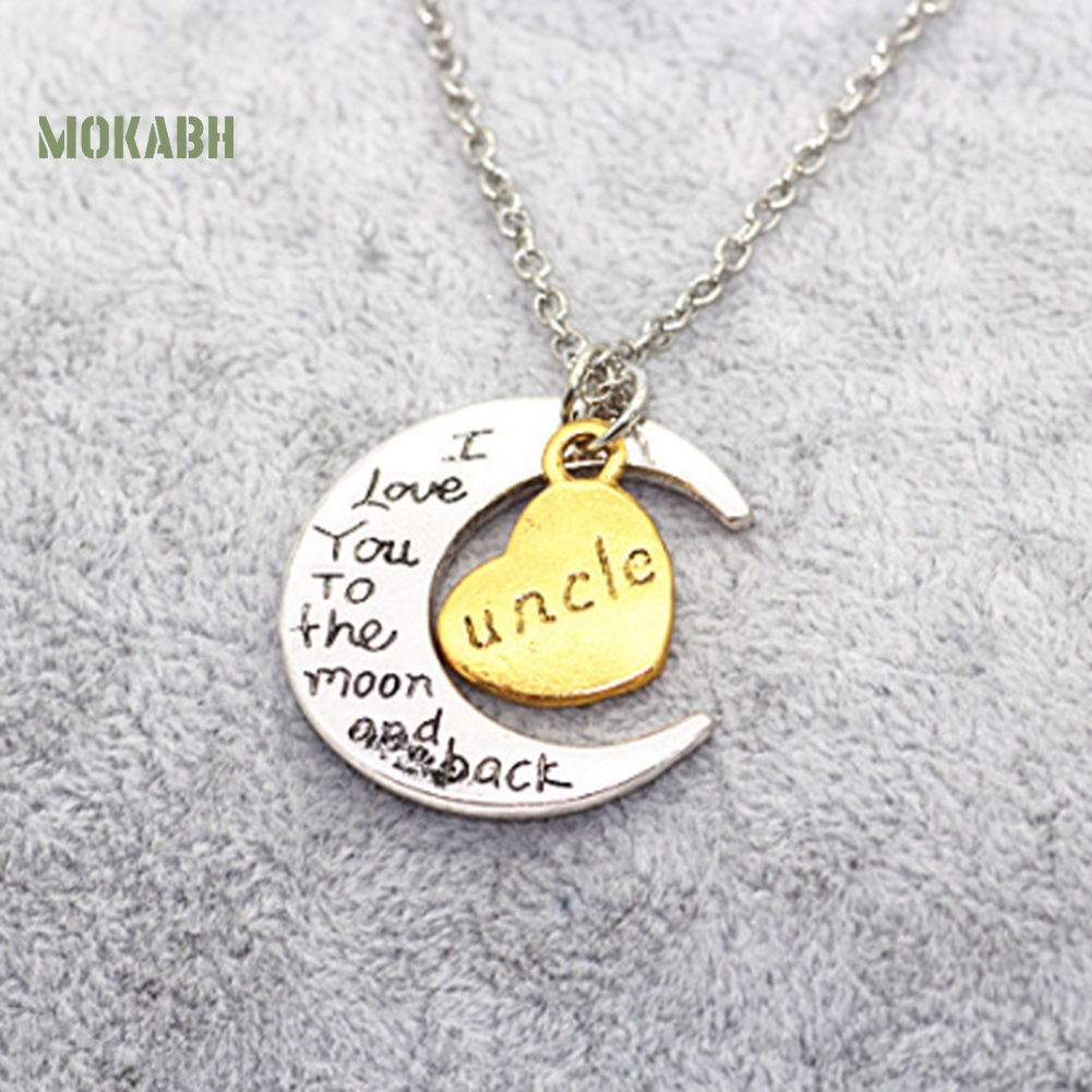 Vòng cổ Mặt Trăng Và Trái Tim Khắc Chữ I Love You Thời Trang Cho Gia Đình