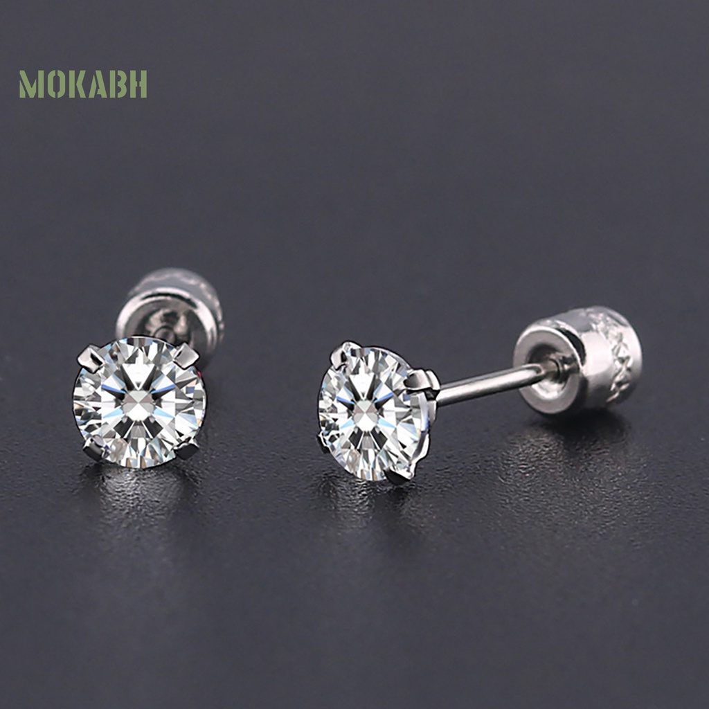 Bông Tai Tròn Bằng Thép Titan Đính Đá Zircon Thời Trang Cho Nam Và Nữ