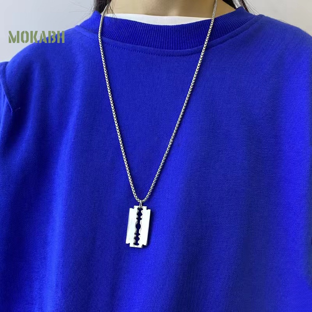Vòng cổ Mạ Điện Bằng Thép Không Gỉ Mặt Hình Lưỡi Dao Phong Cách Hip Hop Cho Nam Nữ