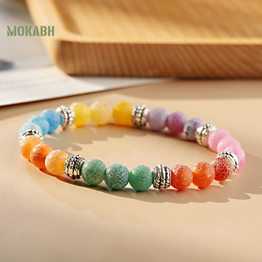 Vòng Tay Chuỗi Hạt Đá Chakras 7 Sợi Co Giãn Giảm Căng Thẳng