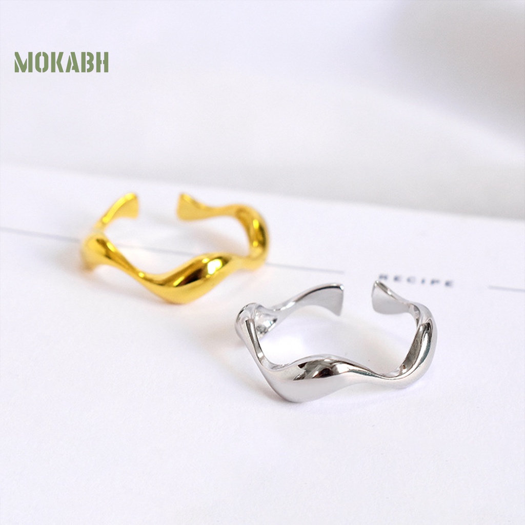 Nhẫn Đeo Ngón Tay Mạ Điện Màu Trơn Họa Tiết Hình Học Thời Trang