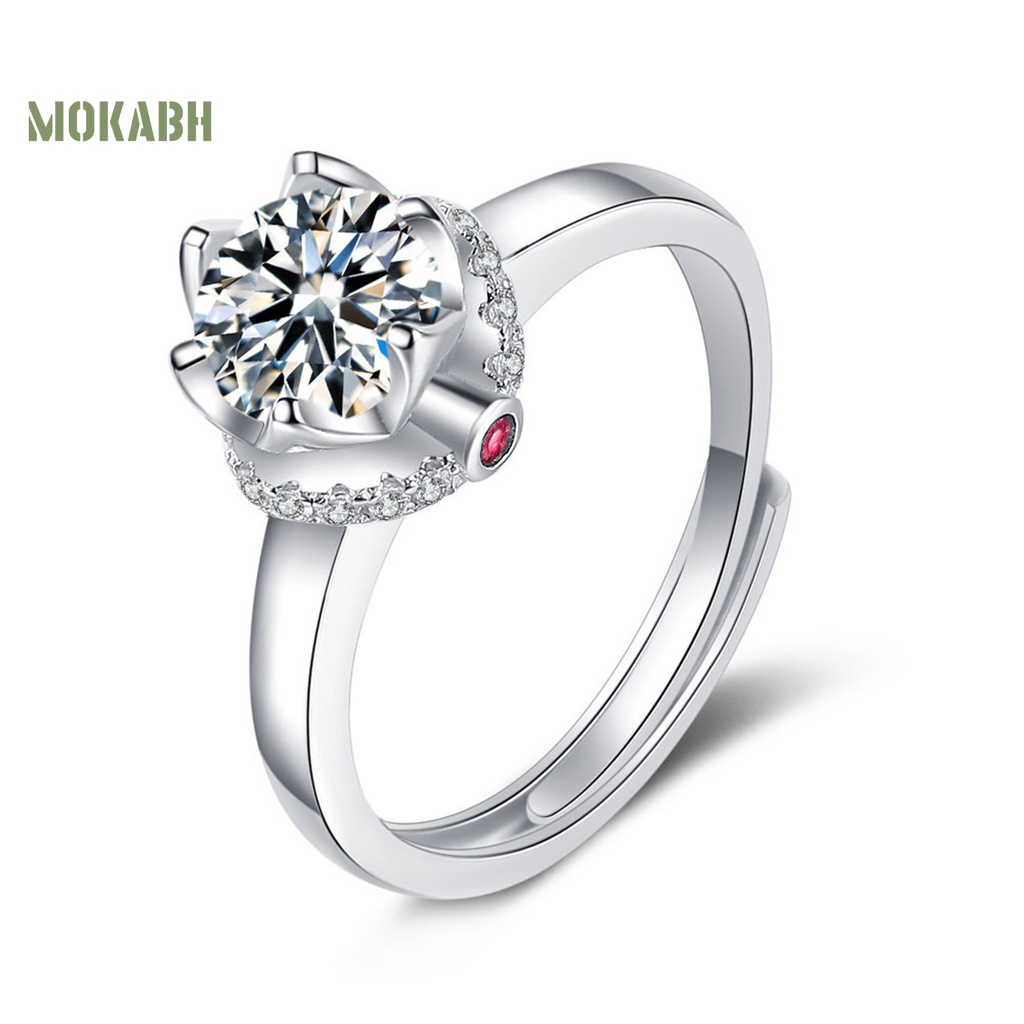 [Mới] Nhẫn Đính Hôn Mở Mạ Điện Đá Zirconia Sáng Bóng Lấp Lánh Dành Cho Nữ