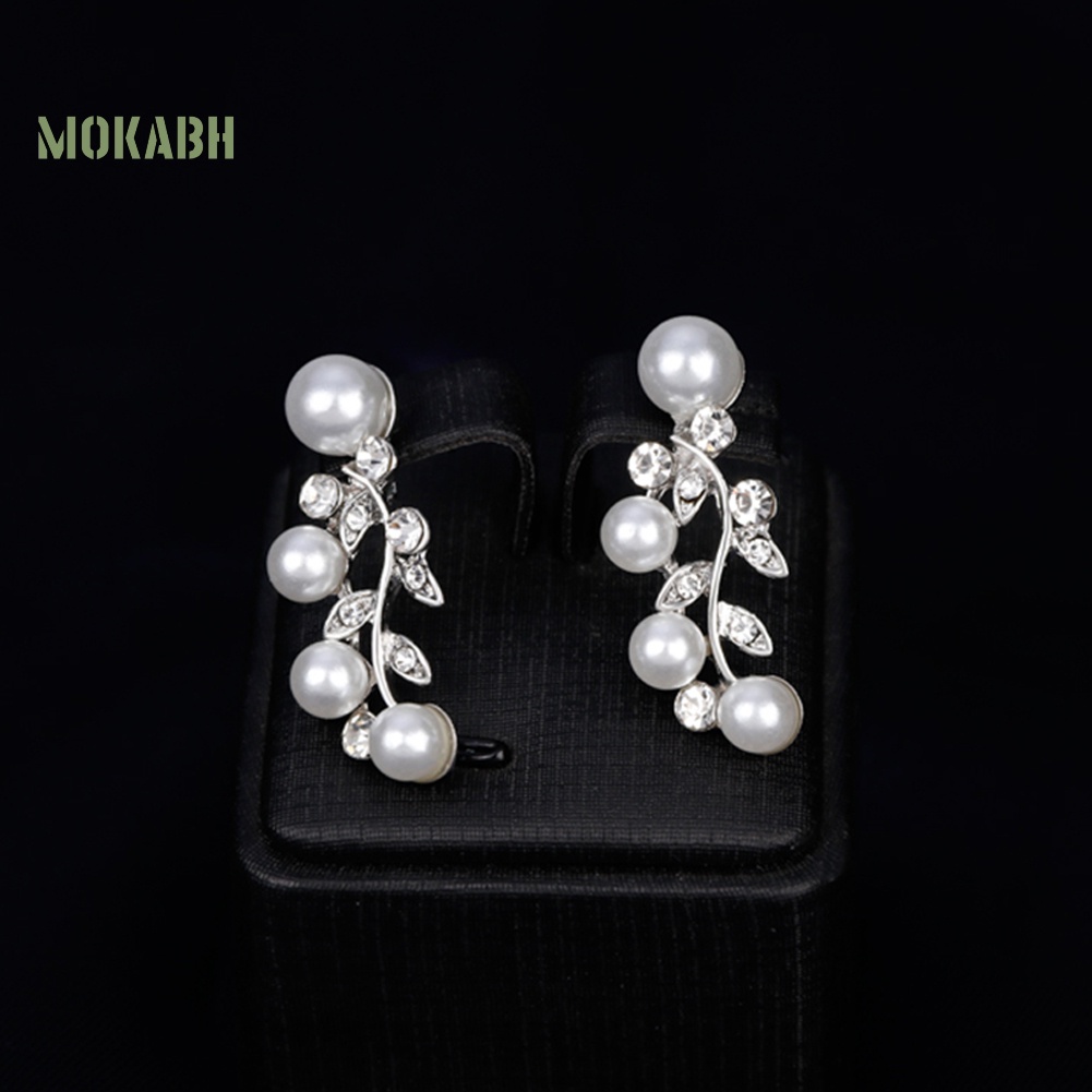 Bộ Vòng cổ + Bông Tai Đính Đá &amp; Ngọc Trai Giả Thanh Lịch Cho Nữ