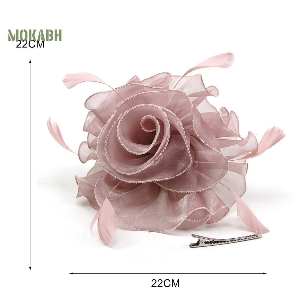 Mũ Lưới Cài Tóc Mini Đính Lông Vũ Màu Trơn Hình Bông Hoa