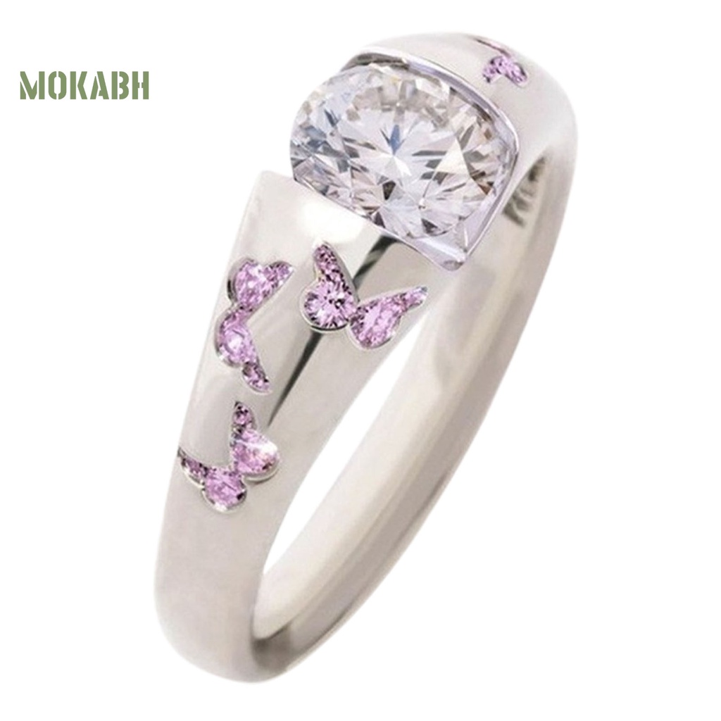 Nhẫn Hợp Kim Họa Tiết Bươm Bướm Đính Đá Zircon Thời Trang Cho Nữ
