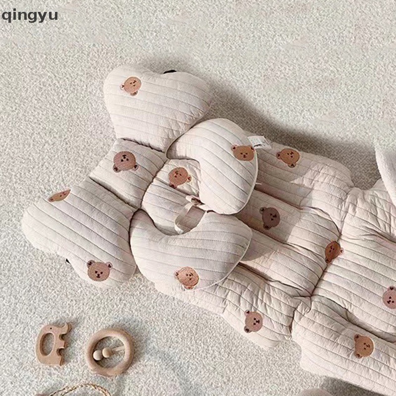Đệm Cotton Dày Dặn Thêu Họa Tiết Lót Xe Đẩy Em Bé Mùa Thu Đông