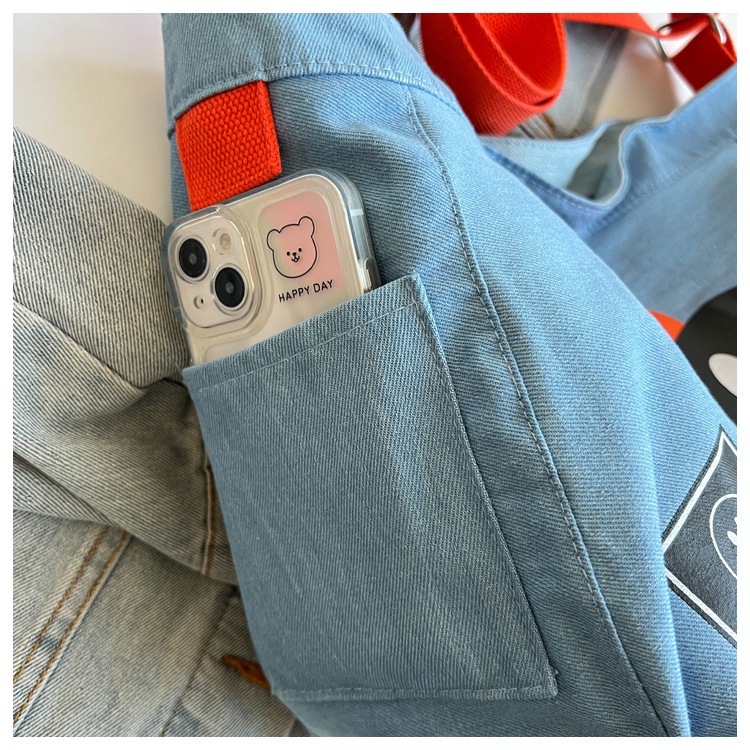 Túi Đeo Vai / Kẹp Nách Vải Canvas Họa Tiết Mặt Cười Hoạt Hình Phong Cách Hàn Quốc Mới Cho Nữ