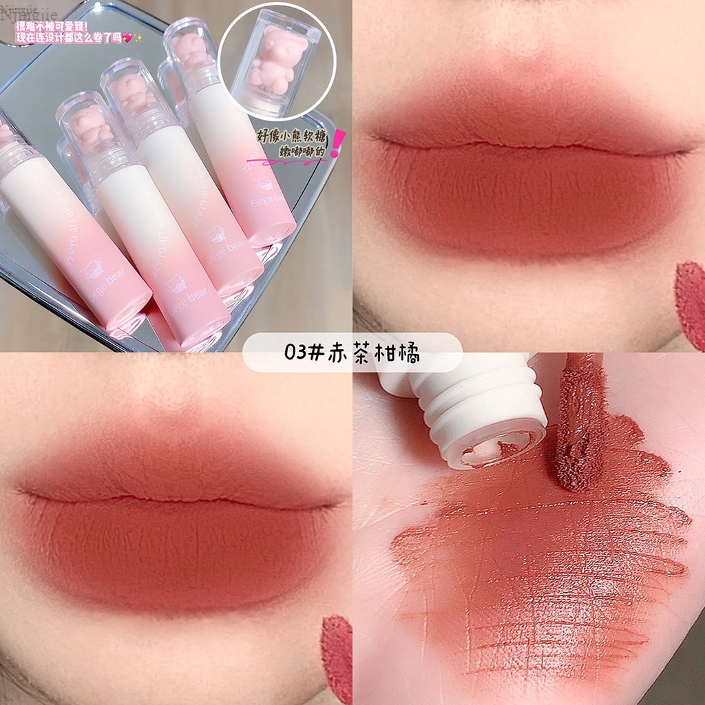 Son Môi Gege Bear Dưỡng Ẩm Lâu Trôi Chống Thấm Nước Không Dễ Phai Màu Thiết Kế Hình Gấu Dễ Thương