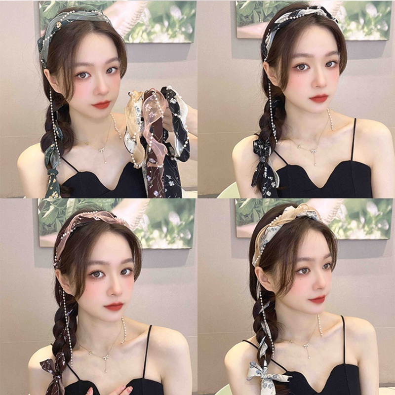 Băng Đô Bện Hoa Đính Ngọc Trai Phong Cách Hàn Quốc Cho Nữ