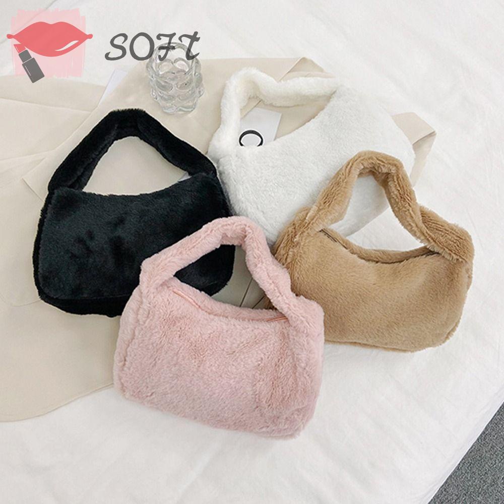 Túi Xách Lông Nhung Mềm Màu Trơn Thời Trang Cho Nữ