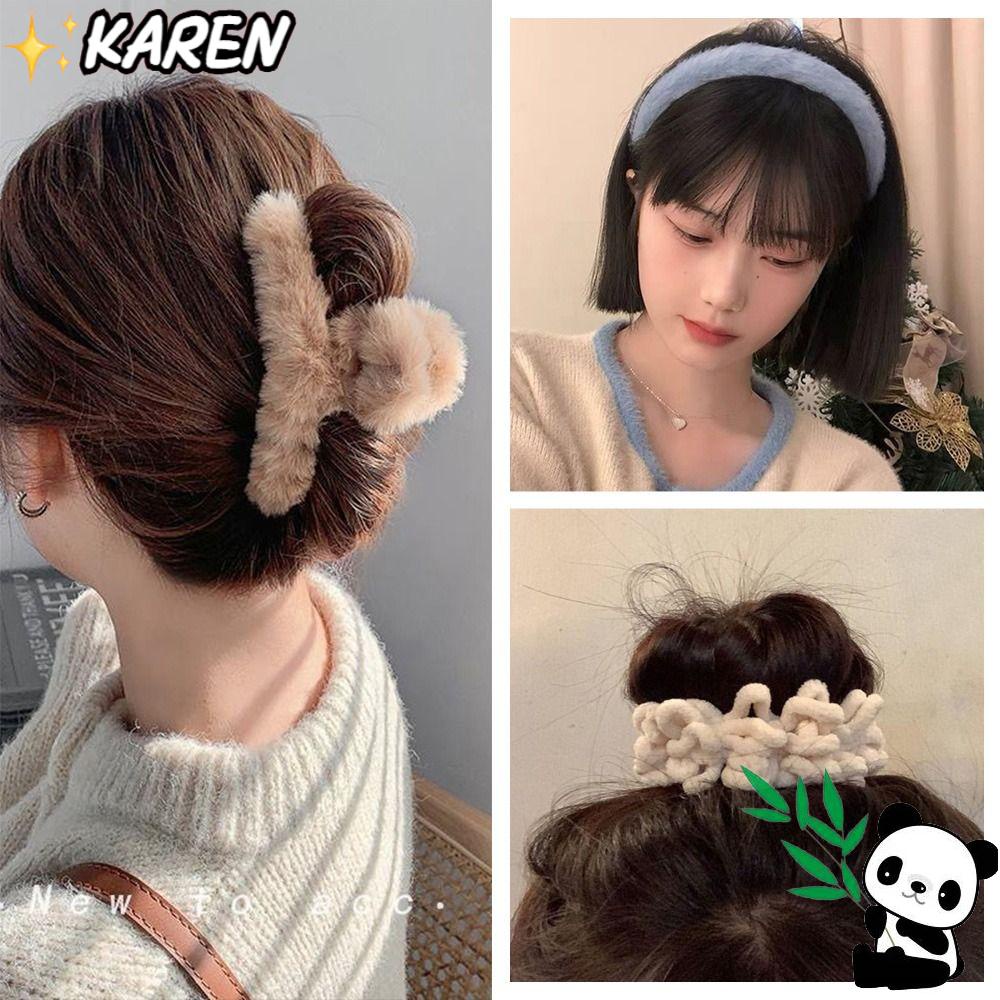 Set 8 Phụ Kiện Kẹp Tóc / Dây Cột Tóc / Khăn Lau Mặt Bằng Vải Bông Đa Ứng Dụng Cho Nữ