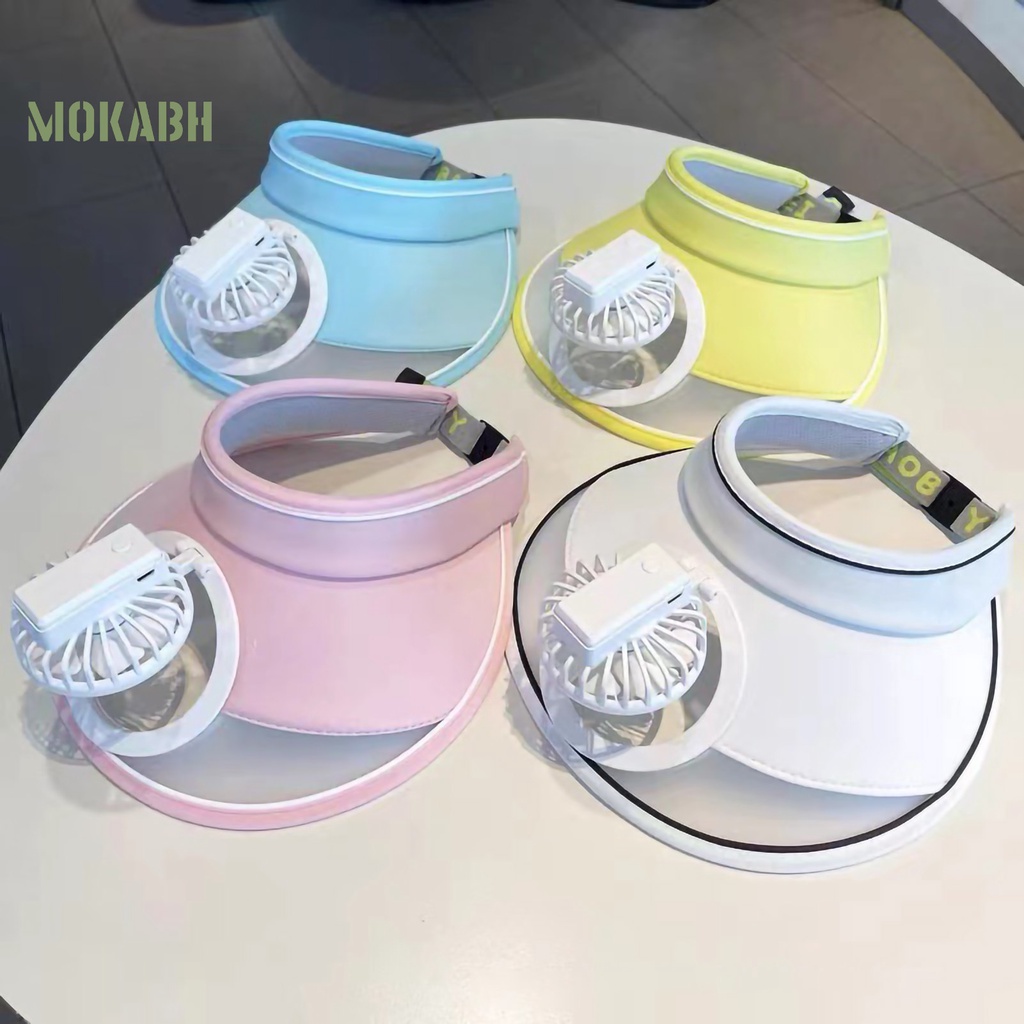 Mũ Lưỡi Trai Hở Chóp Màu Trơn Kèm Quạt Làm Mát Thời Trang Thể Thao Cho Bé