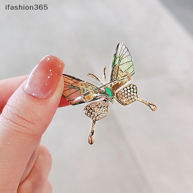 Ghim Cài Áo Hình Bướm Đính Đá Pha Lê Tráng Men Thời Trang ifashion365