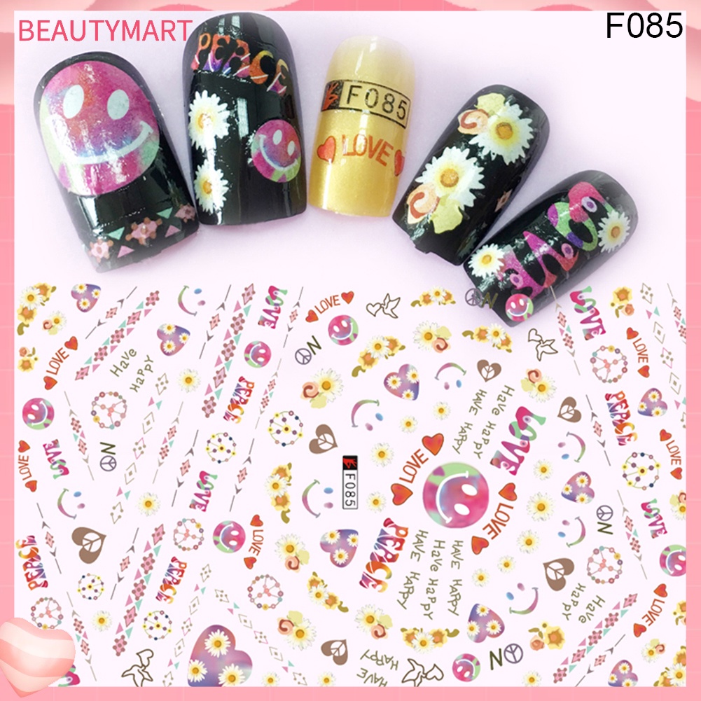 1 Tờ Miếng Dán Móng Tay Hình Gấu Trúc / Chữ Cái DIY