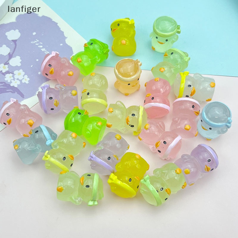 Lanf Bộ 5 Vịt Con Mini Bằng Nhựa Phát Sáng Trong Bóng Tối Trang Trí Tiểu Cảnh EN