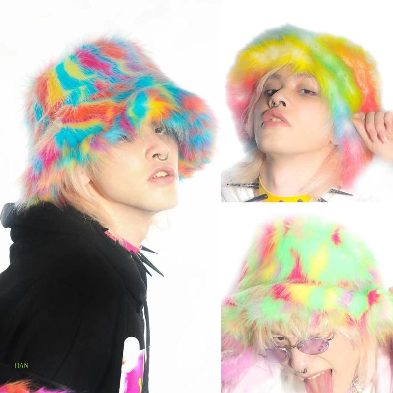 Nón Tai Bèo Lông Xù Màu Sắc Cầu Vồng Xinh Xắn Dành Cho Nam Và Nữ