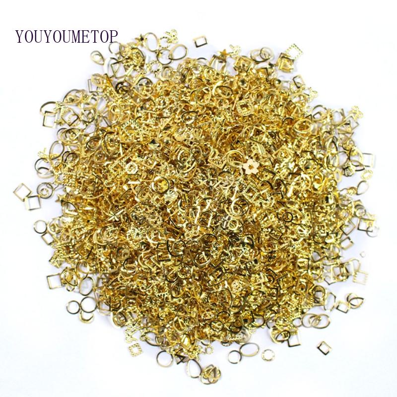 Set 500 Đinh Tán Kim Loại Hình Trăng Sao 3D Trang Trí Móng Tay