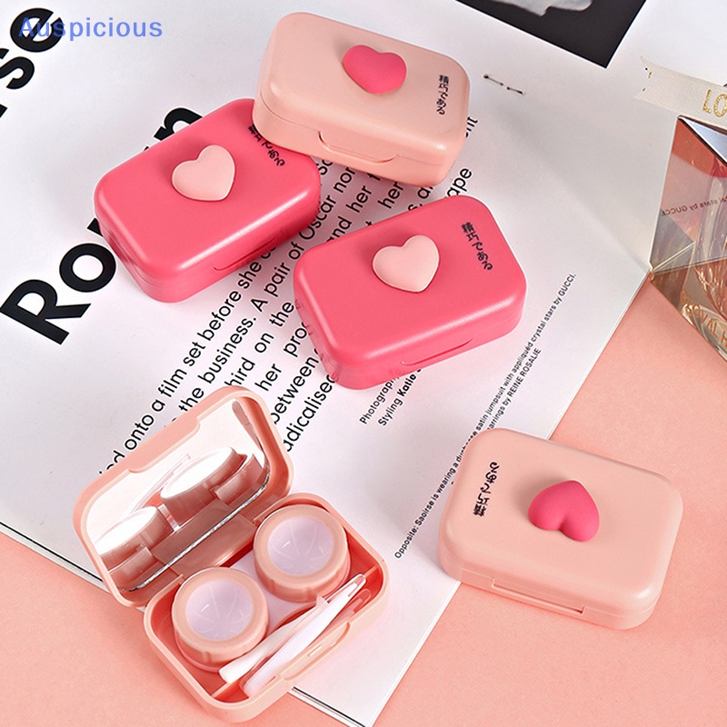 [AuspiciousV] Hộp Đựng Kính Áp Tròng Kèm Nhíp Màu Hồng Trơn Phong Cách Mới Nhỏ Gọn Dành Cho Bạn Nữ Mang Đi Du Lịch