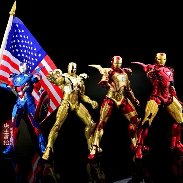 Creative Gift Marvel Treasure Iron Man MK42 model toy Golden MK42 hand-held doll ornaments