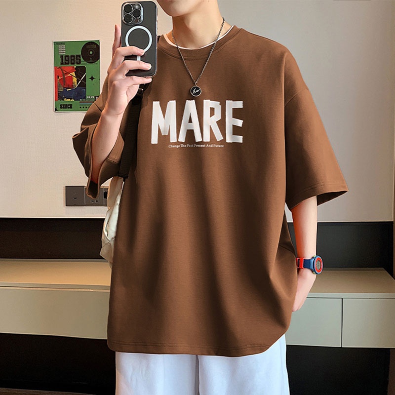 Áo Thun Tay Ngắn Cổ Tròn Bằng Lụa Lạnh Mỏng Dáng Rộng Thời Trang Mùa Hè Hàng Mới Dành Cho Bạn Nam