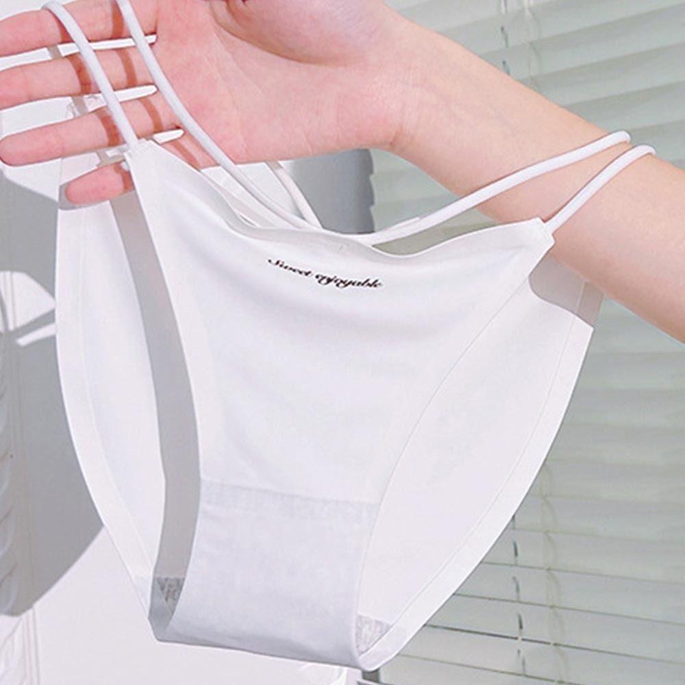 Quần Lót Lụa Mềm Mại Thoáng Khí Không Đường May Màu Trơn In Chữ Thời Trang