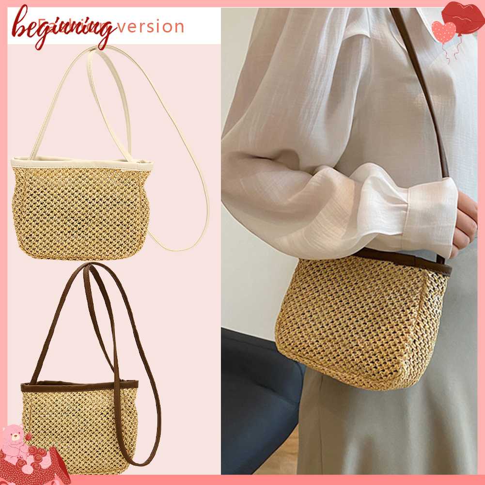 ✿ Bắt Đầu ✿ Túi Đeo Chéo Đan Cói Cỡ Lớn Thời Trang Mùa Hè 2023 Cho Nữ