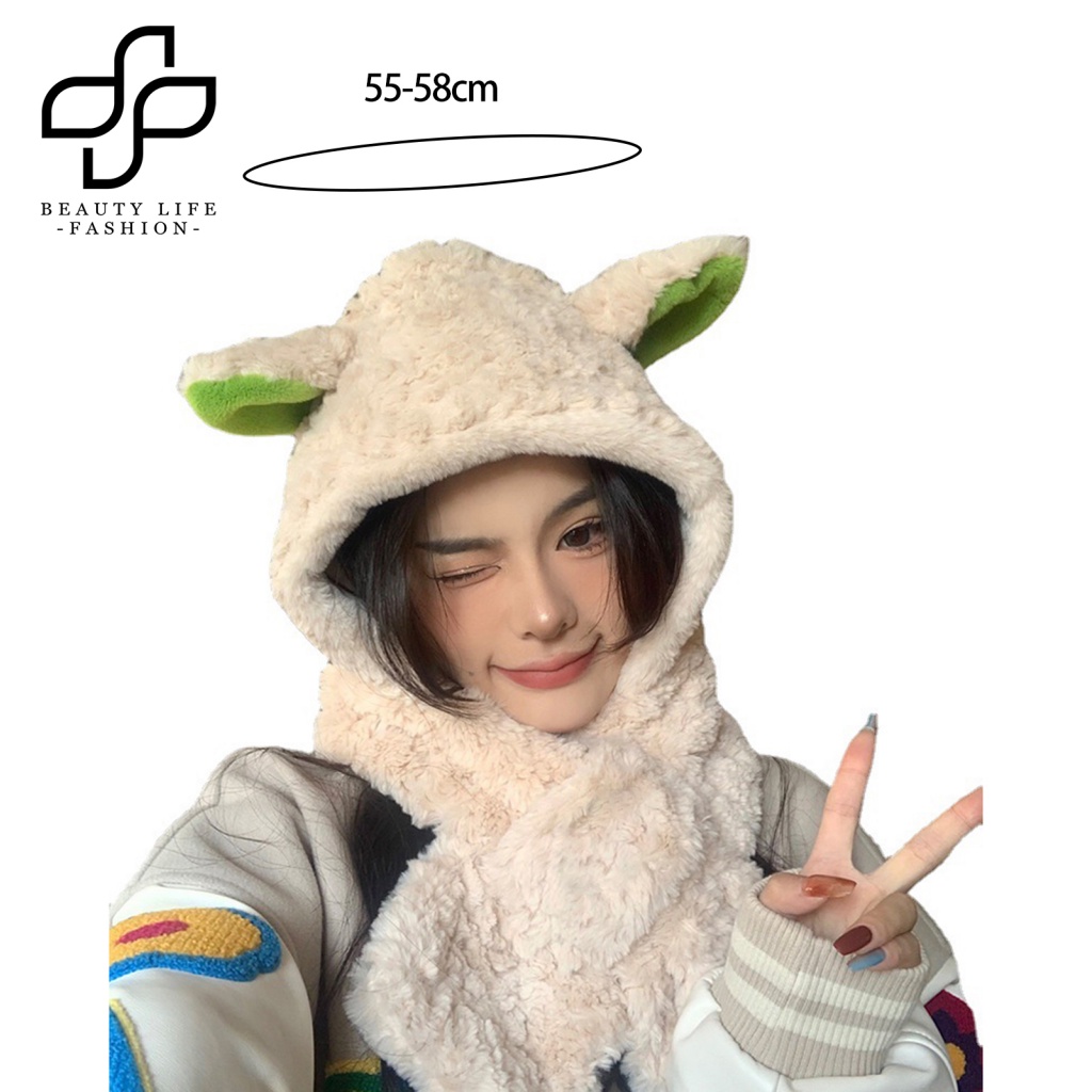 Khăn Choàng Cổ Lông Cừu Dày Dặn 2 Trong 1 Thời Trang Cho Nữ