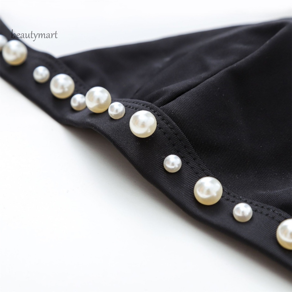 [beautymart] Bộ Đồ Bơi Bikini Màu Trơn Bằng Polyester Chống Mài Mòn Thời Trang Mùa Hè Cho Nữ