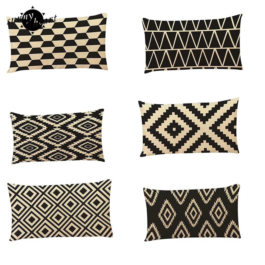 Vỏ Gối Chữ Nhật Họa Tiết Hình Học Trang Trí Nội Thất