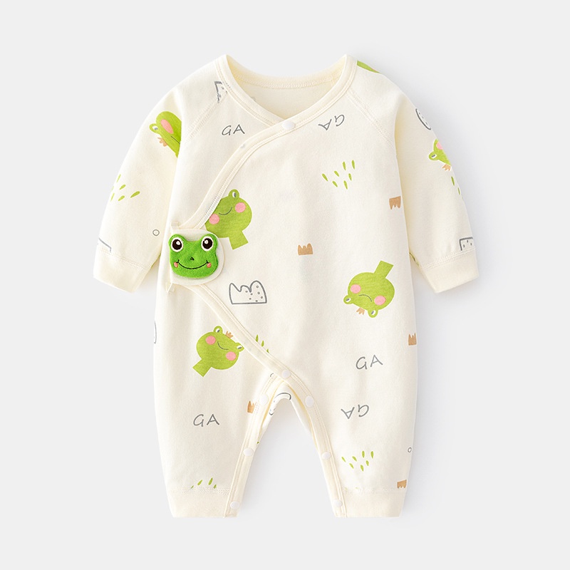 Áo Liền Quần Tay Dài Chất Liệu Cotton Cho Bé Sơ Sinh 0-6 Tháng Tuổi