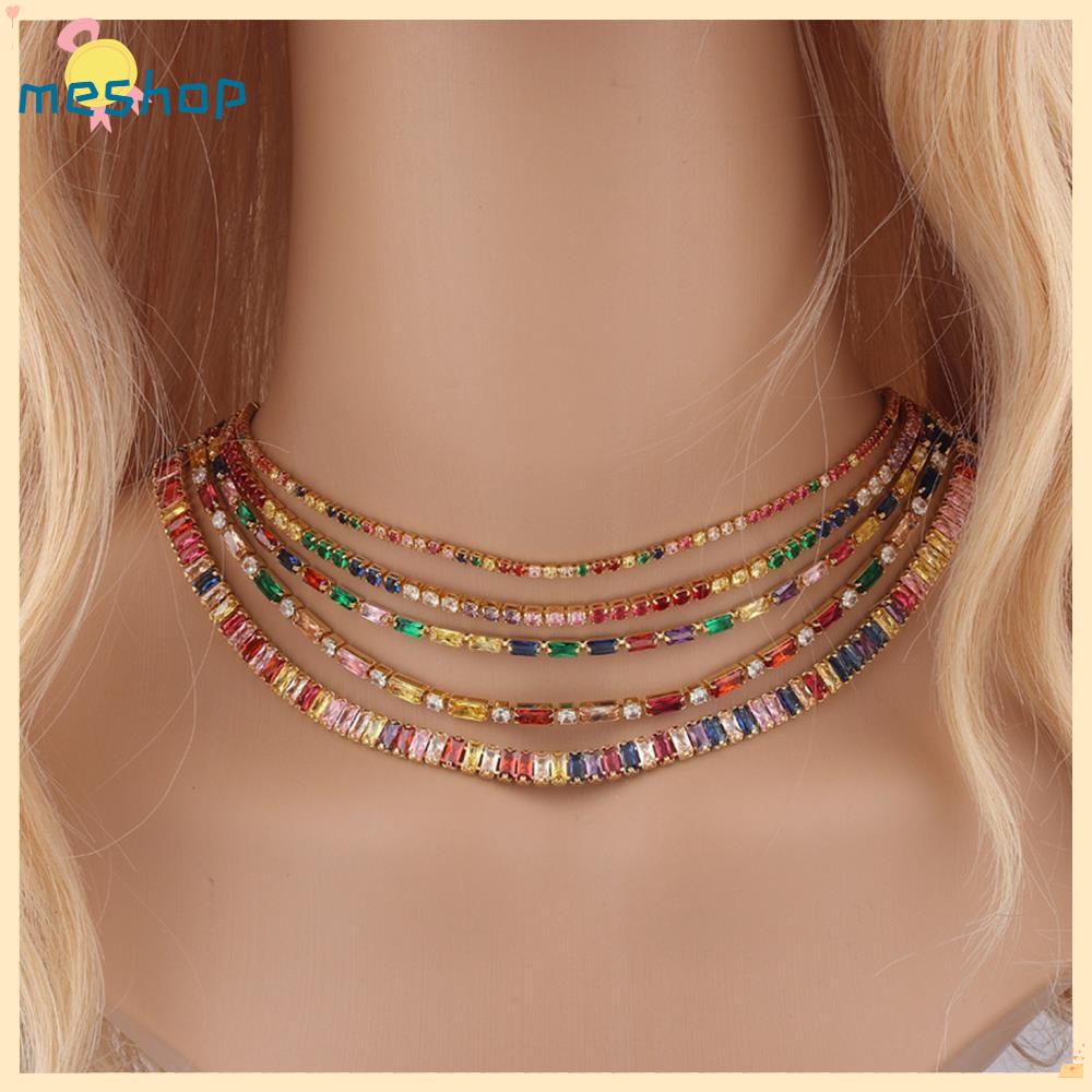 Me Ncecklace Phụ Nữ Đàn Ông Khảm|Dây Chuyền Chuỗi Xích Đính Kim Cương Giả Sang Trọng