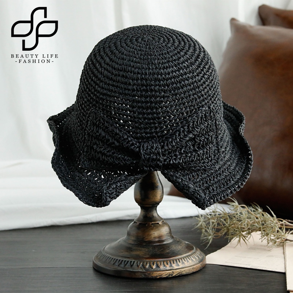 Nón Cối Rộng Vành Phối Nơ Thời Trang Cho Nữ