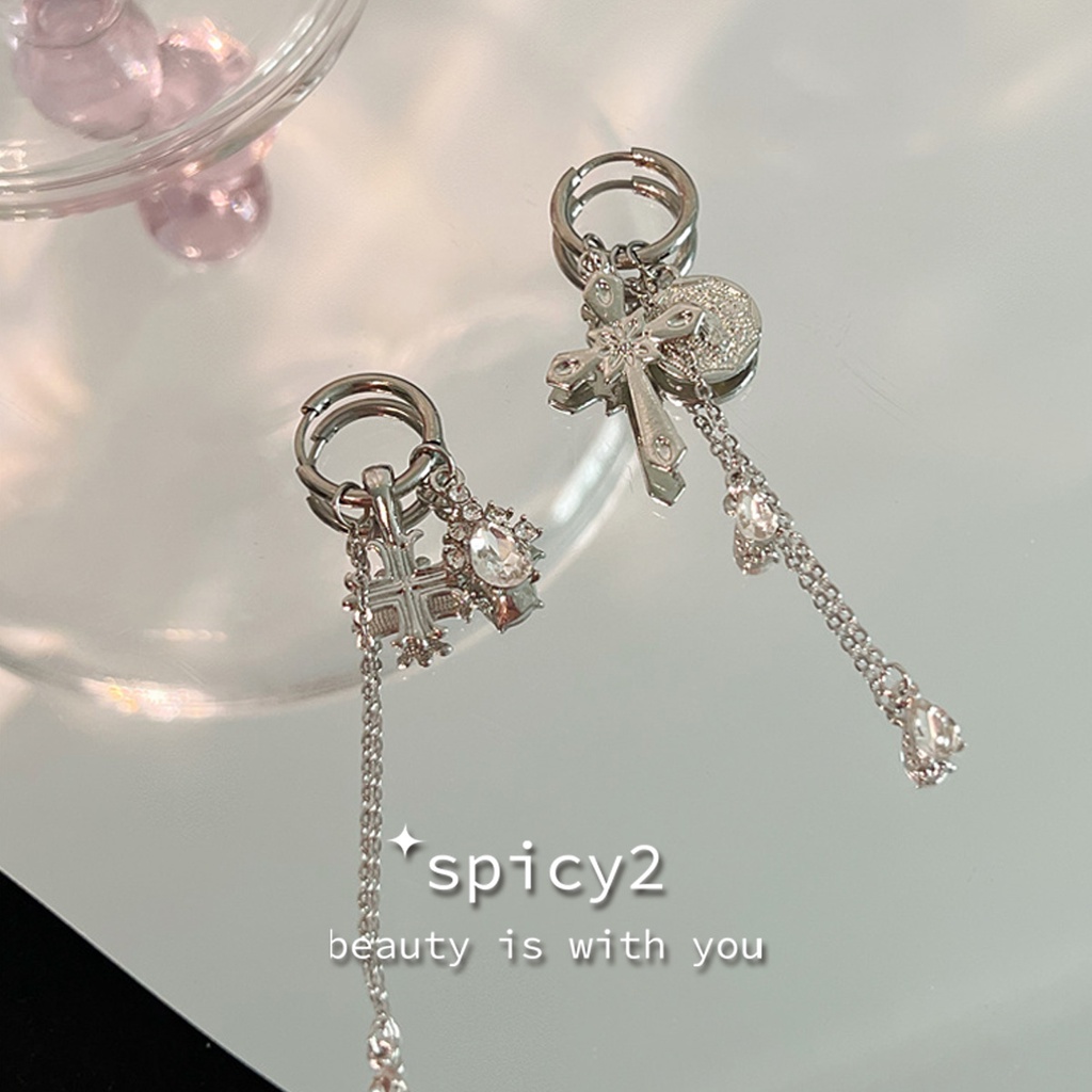 Khuyên Tai Hình Chữ Thập Phong Cách hip hop punk Hàn Quốc Ngọt Ngào Cho Nữ