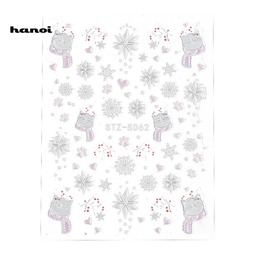 Miếng Dán Trang Trí Móng Tay Họa Tiết Giáng Sinh Dập Nổi 5D Không Phai Tự Dính Nhiều Phong Cách Khác Nhau