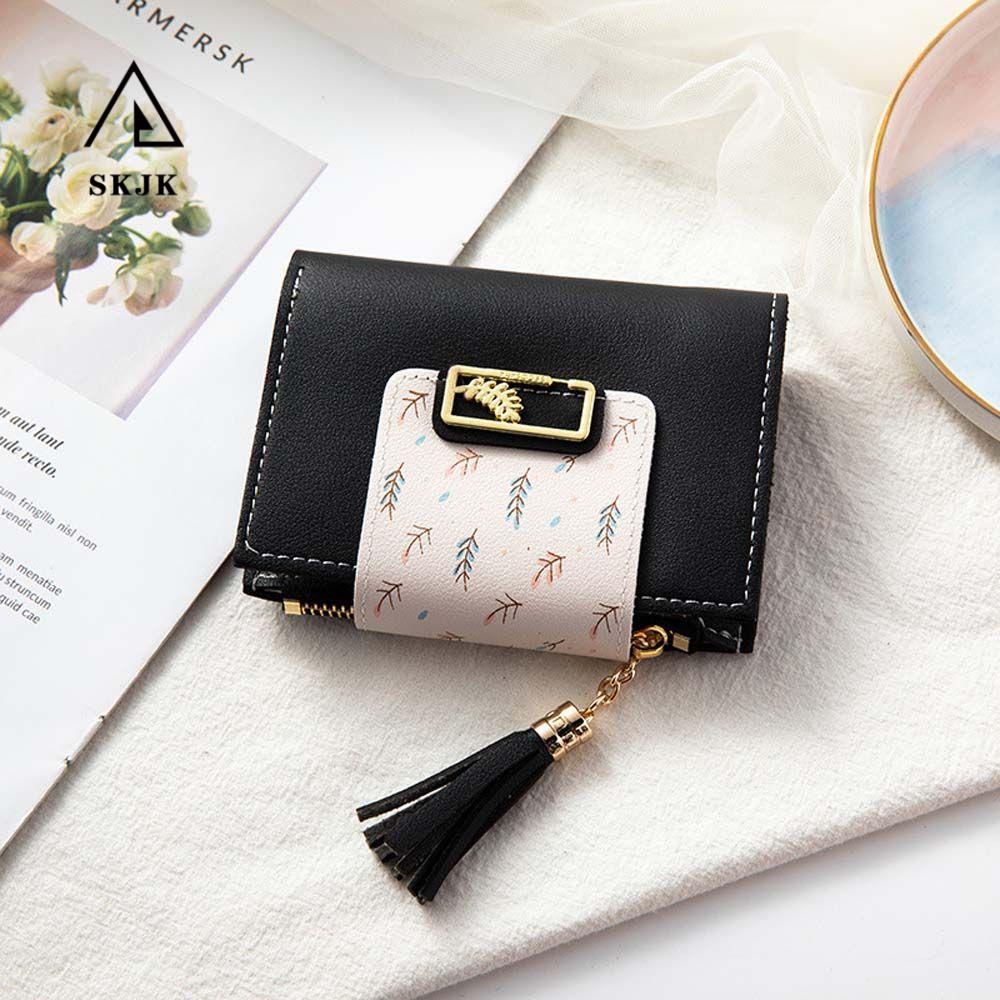 Ví Da PU Hình Chiếc Lá Đính Tua Rua Đa Năng Thời Trang Cho Nữ