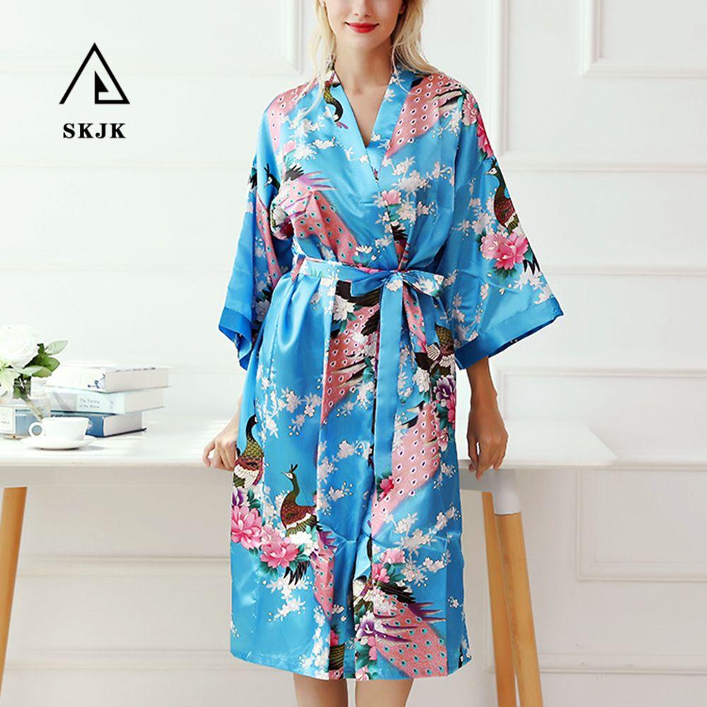 Áo Choàng Ngủ Kimono Bằng Lụa Satin Cho Phù Dâu