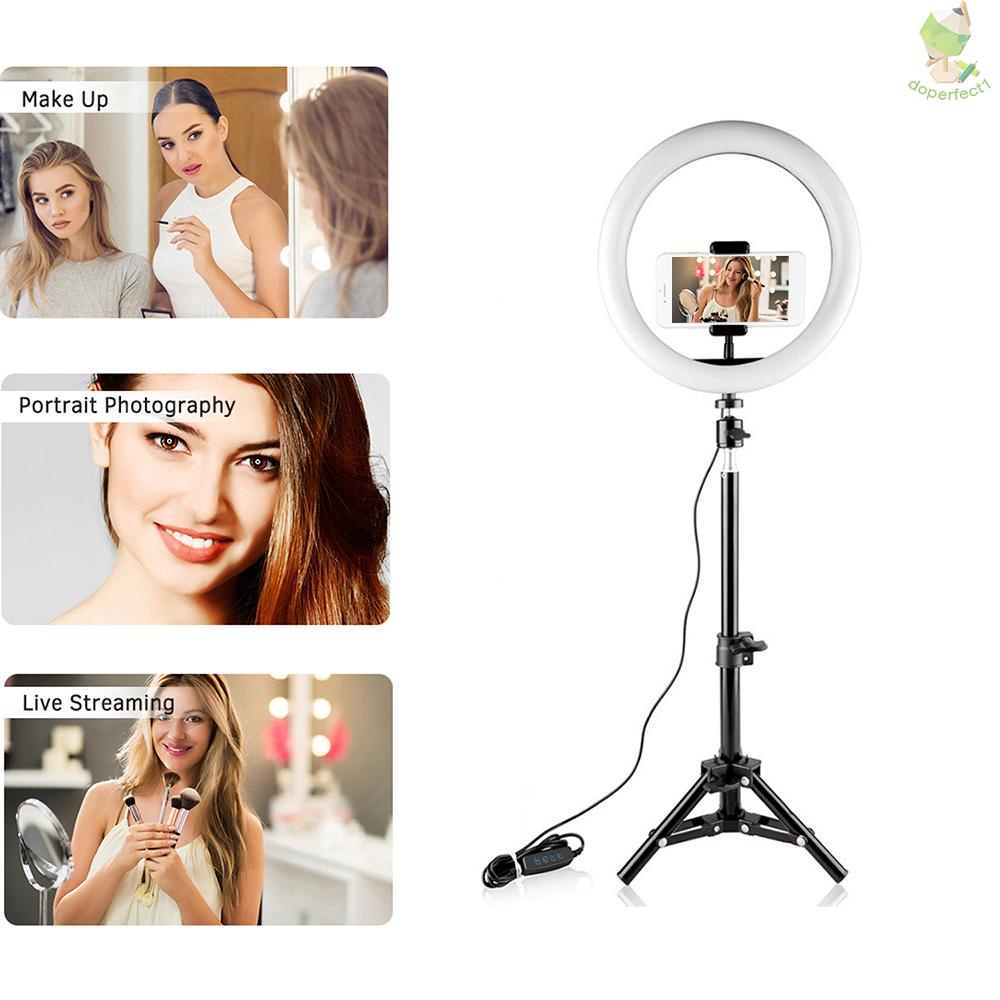 26cm/10inch Mini LED Video Ring Light Lamp Dimmable 3 Lighting Modes USB Powered with Tripod Stand Ballhead Adapter Phon   Came-6.5