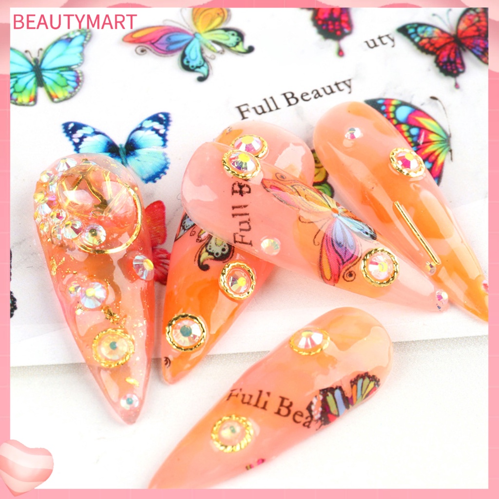 Túi 10 Miếng Dán Móng Tay Họa Tiết Bướm Nhiều Màu DIY
