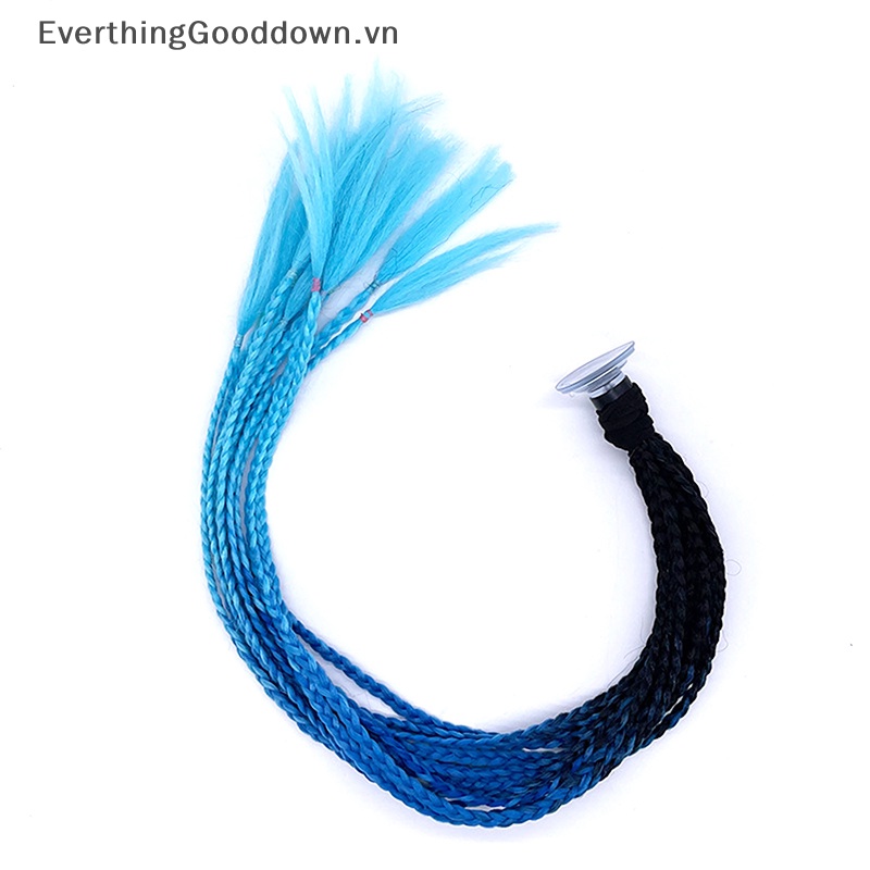 Everthinggooddown Mũ Bảo Hiểm Bện Tóc Đuôi Ngựa Màu Gradient Có Giác Hút vn