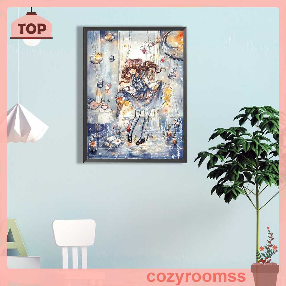 Tranh Đính Đá Kim Cương Toàn Bộ 5D DIY Hình Vẽ Cô Gái Trang Trí Nhà Cửa